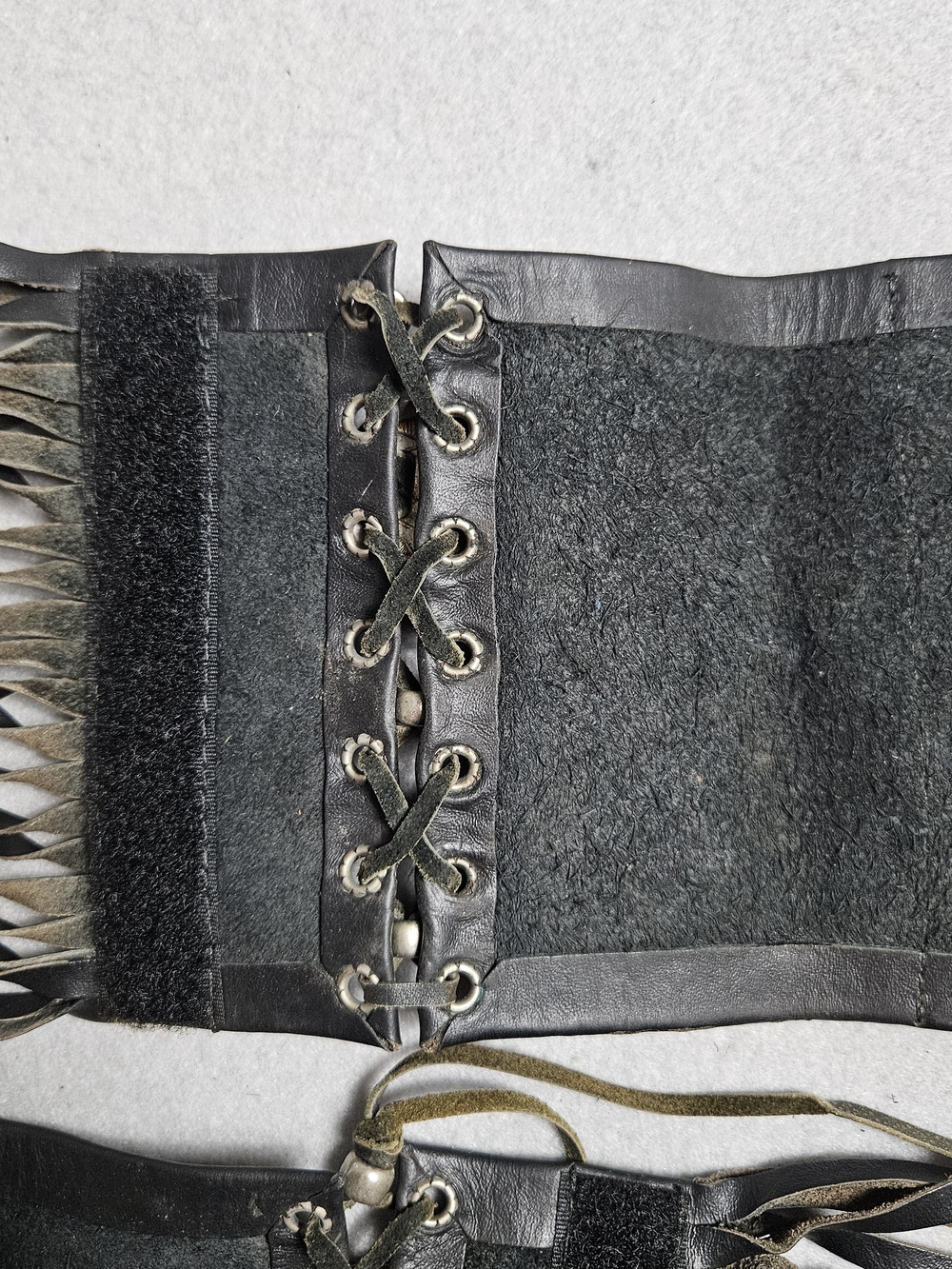 Vintage Black Leather Fringe Boot Wraps w/ Silver Conchos - Picture 7 of 12